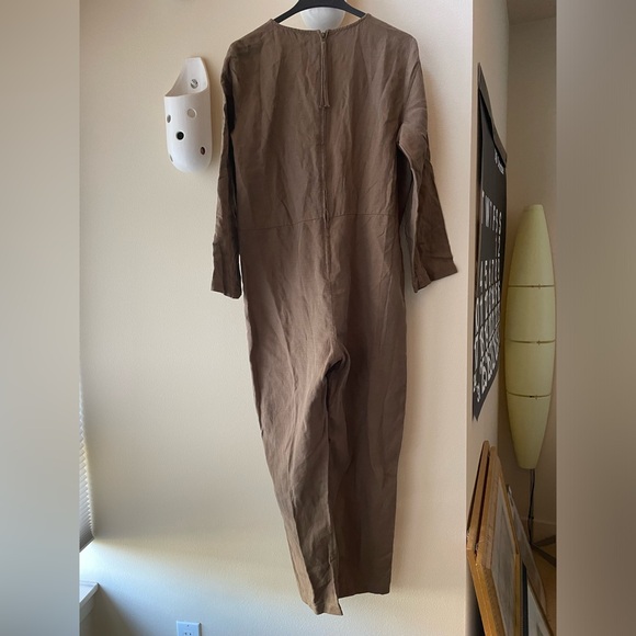 Apiece Apart Khaki Neutral V-Neck Jumpsuit size 2 - Picture 8 of 14